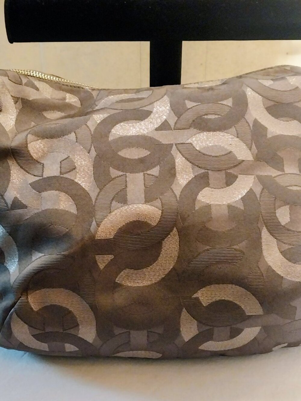 Coach Kristin Op Art Charcoal Gray/Silver Signature Hobo Crossbody Handbag - Picture 3 of 12